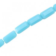 Faceted glass beads long cube 7x3mm Aquamarine blue